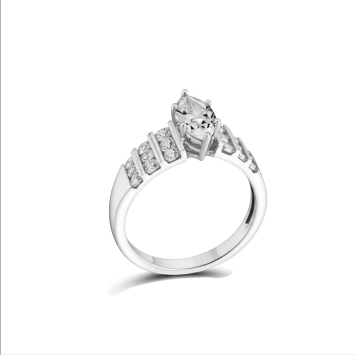 Sterling Silver Marquise Cut Clear Cubic Zirconia Ring-ER-136