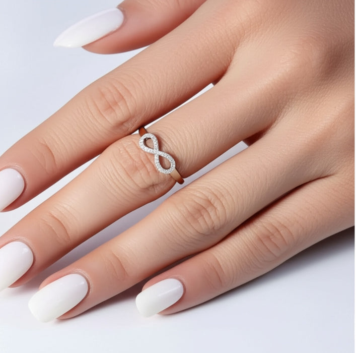 Sterling Silver Infinity CZ Ring-AE-106