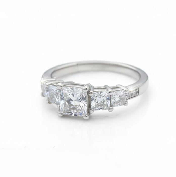 Sterling Silver Engagement Ring with Princess Cut CZ -ER-22