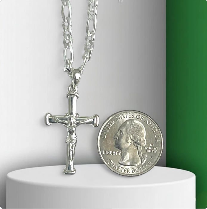 Sterling Silver Neolithic Crucifix Pendant Necklace-SN-06