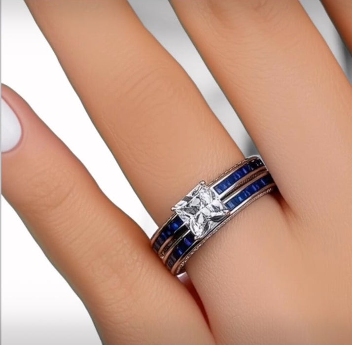 Sterling Silver Sparkling CZ Engagement Ring-ER-88