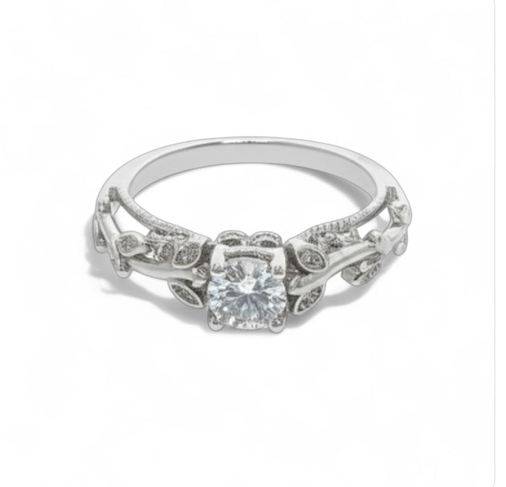 Sterling Silver CZ Engagement Ring-ER-159
