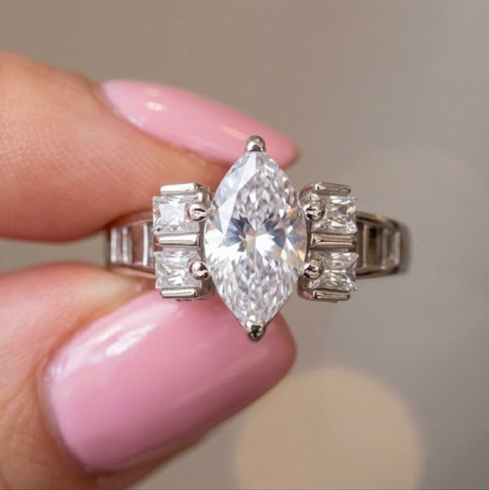 Sterling Silver Marquise CZ Ring -ER-15