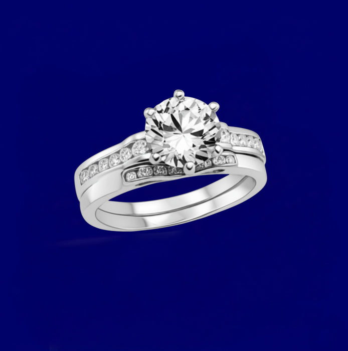 Sterling Silver 2-piece Engagement Set CZ Ring- ER-146