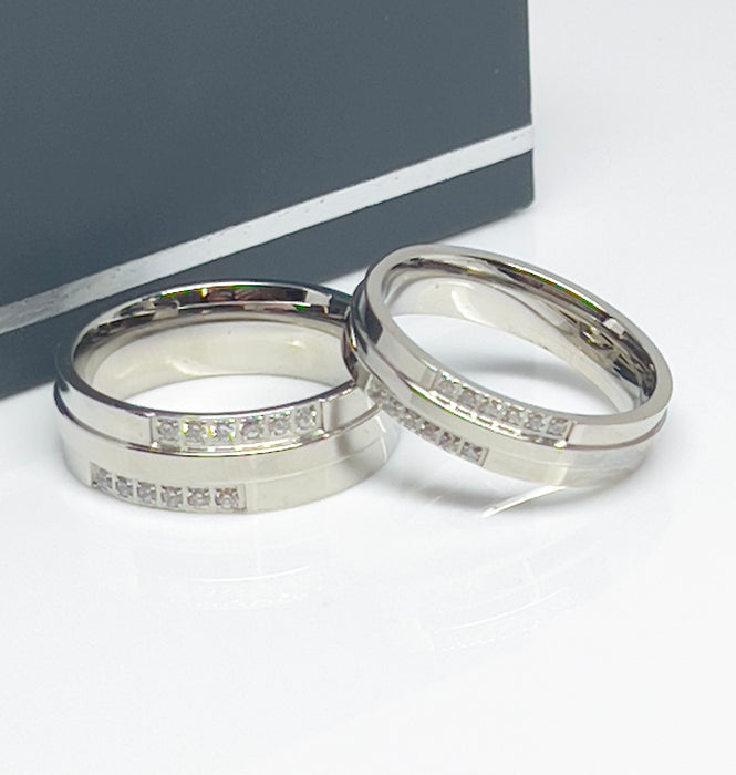 Stainless Steel Set Elegant Wedding Band-CS-09
