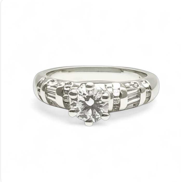 Sterling Silver White CZ Engagement & Wedding Rings-ER-122