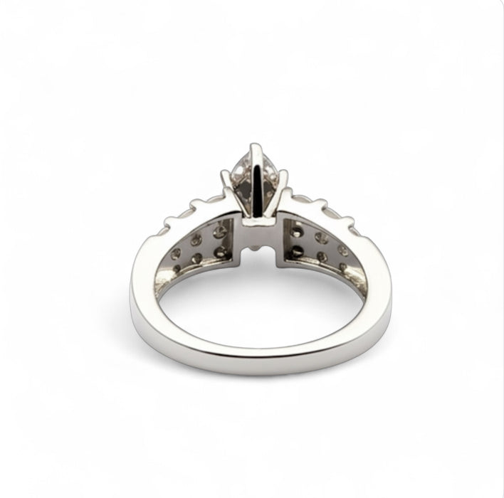 Sterling Silver Marquise Cut Clear Cubic Zirconia Ring-ER-136
