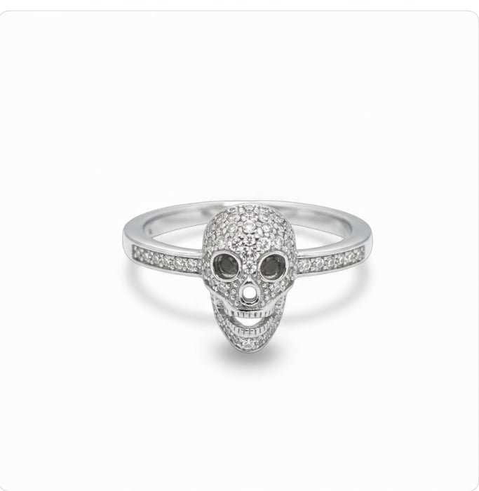 Sterling Silver Skull CZ Ring-AE-59