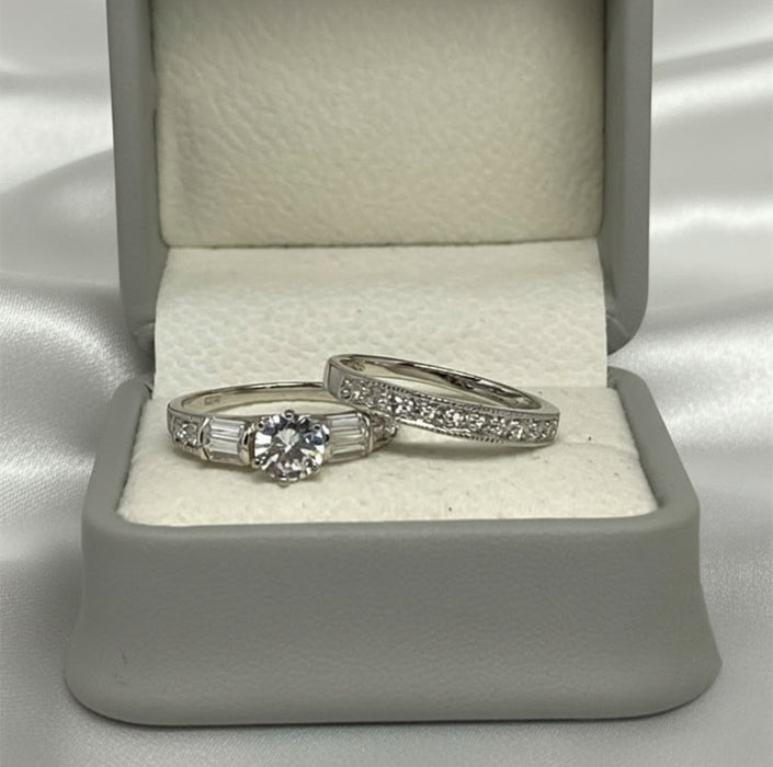 Sterling Silver Trio Wedding Ring Sets-SST-06