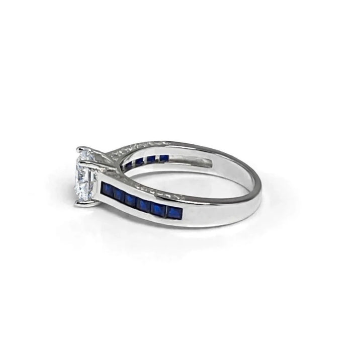 Sterling Silver Round Simulated Spinel Solitaire Ring-ER-39