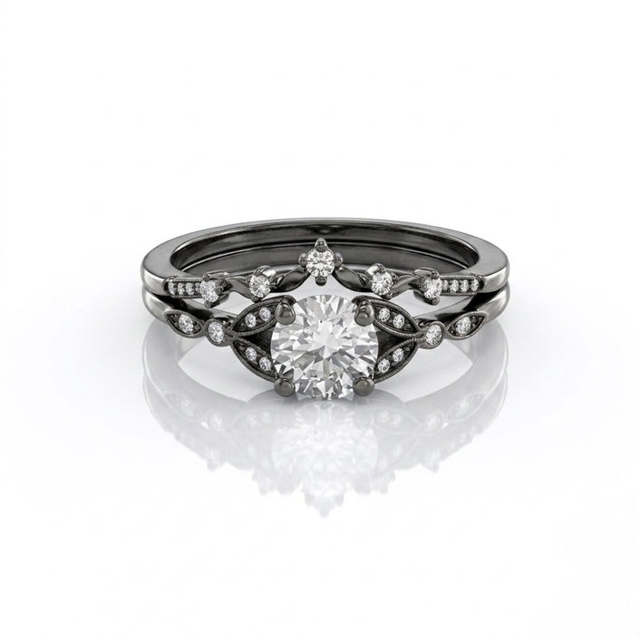 Sterling Silver CZ Engagement Set Ring -ER-155