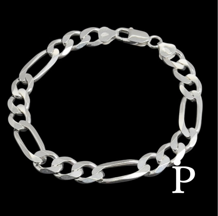 Sterling Silver Figaro Link Chain Bracelet-8.0"-SB-23