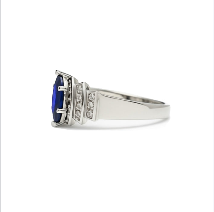 Sterling Silver Marquise Blue CZ Ring-ER-84