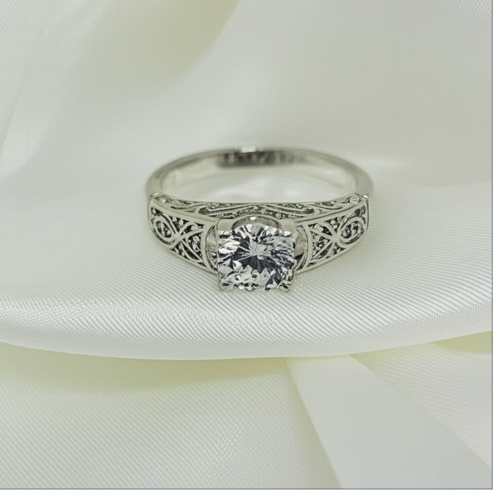 Sterling Silver Round CZ Engagement Ring-ER-59