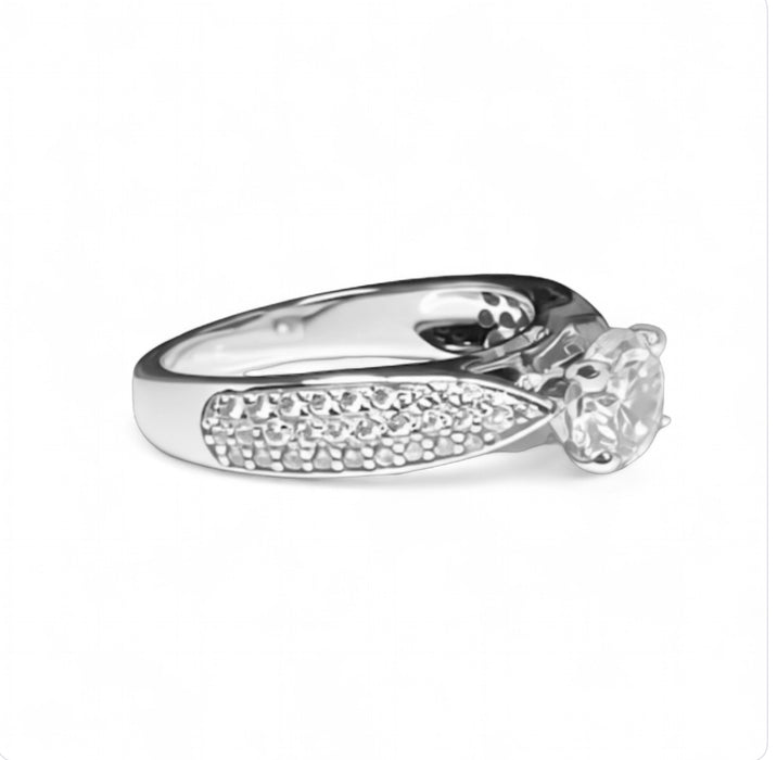 Sterling Silver Pave CZ Engagement Ring-ER-70