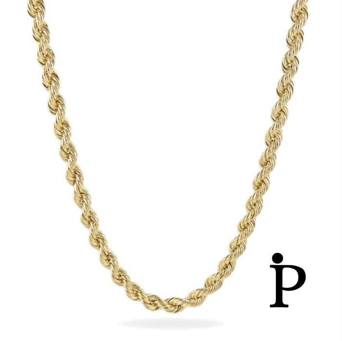 Hollow Rope Chain in 14K Yellow Gold, 4.MM, 24"- GCH-09