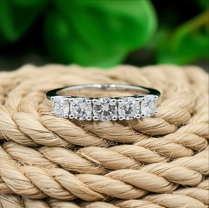 Silver Engagement Ring with 5 Cubic Zirconia Stones- ER- 21