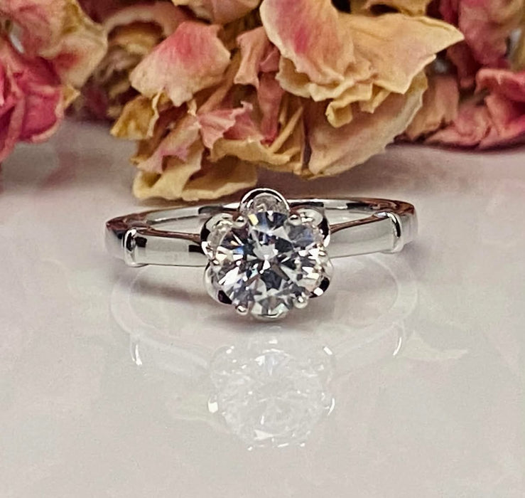 Sterling Silver Engagement Clear CZ Ring -ER-33