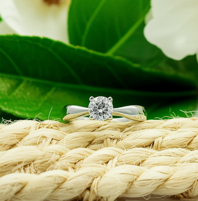 Sterling Silver Round Clear CZ Ring -ER-51