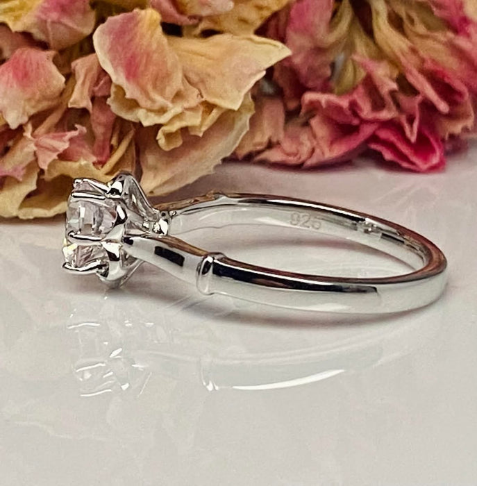 Sterling Silver Engagement Clear CZ Ring -ER-33