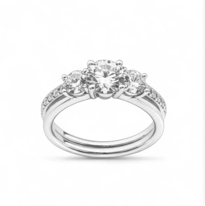 Sterling Silver CZ Engagement Set Ring-ER-138