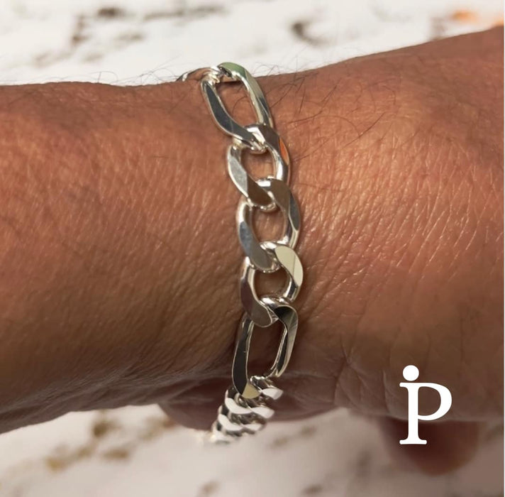 Sterling Silver Figaro Link Chain Bracelet-SB-20