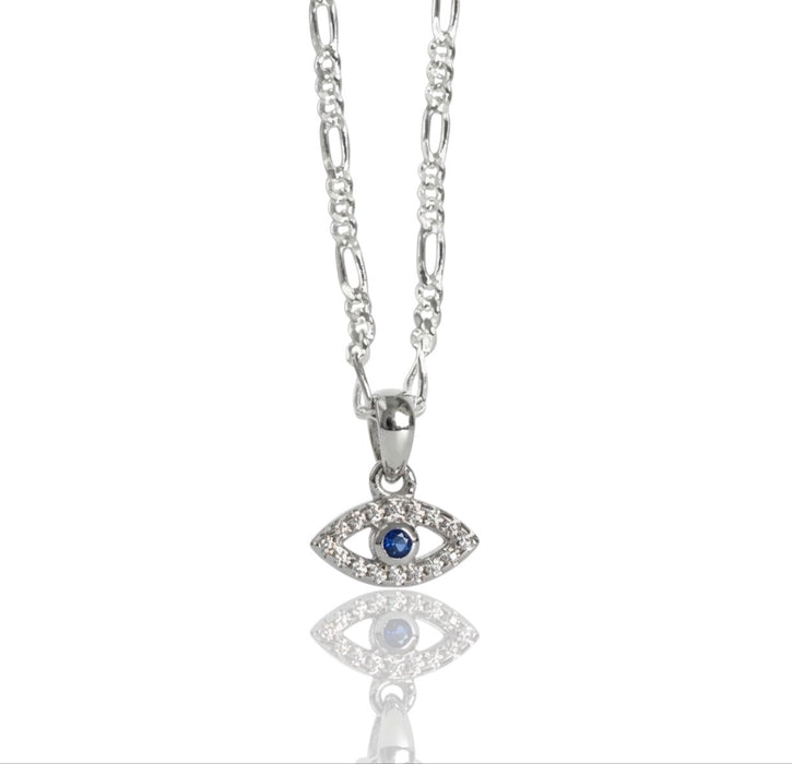 Sterling Silver Blue Spinel CZ Eye Pendant-SN-05