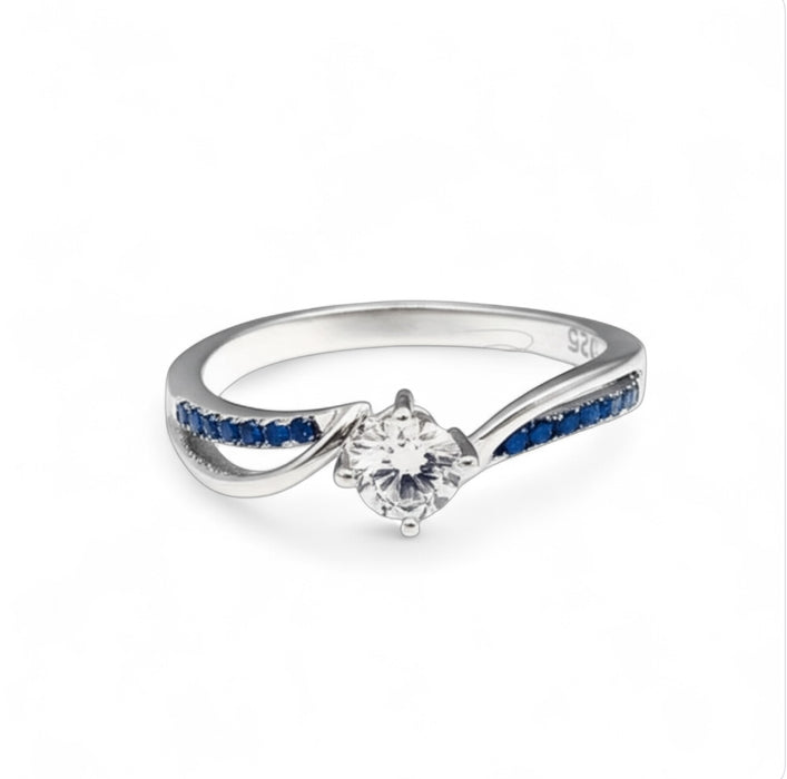 Sterling Silver Blue CZ Ring-ER-76