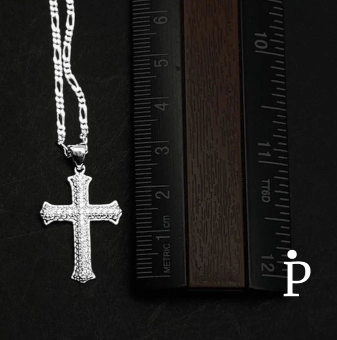 Sterling Silver Cross CZ Pendant Necklace-SN-96