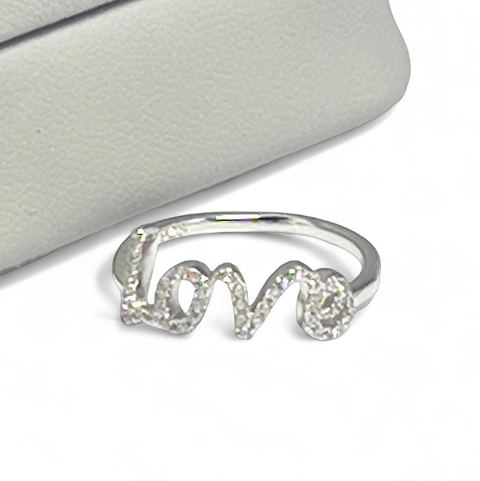 Sterling Silver Love Clear CZ Ring-AE-50