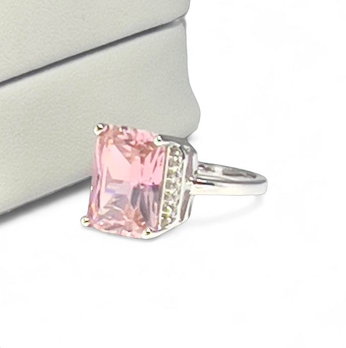 Sterling Silver Pink CZ Ring-AE-54