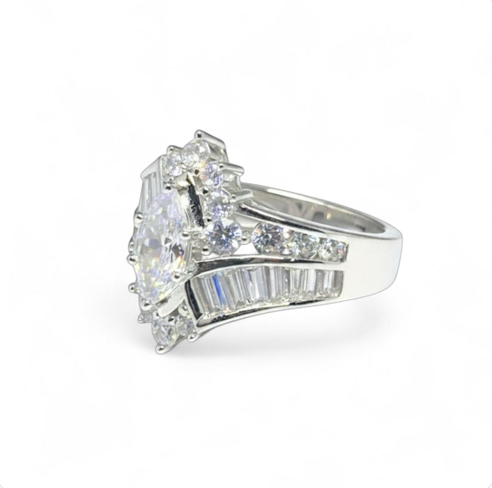 Sterling Silver Marquise CZ Engagement Ring-ER-150