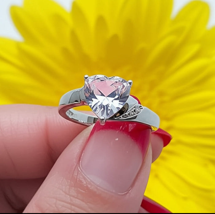 Sterling Silver Elegant Triangle Cut Clear CZ Ring  ER-08