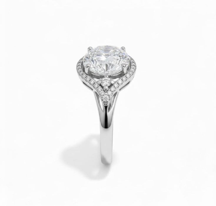 Sterling Silver Oval Halo Engagement Ring-ER-174
