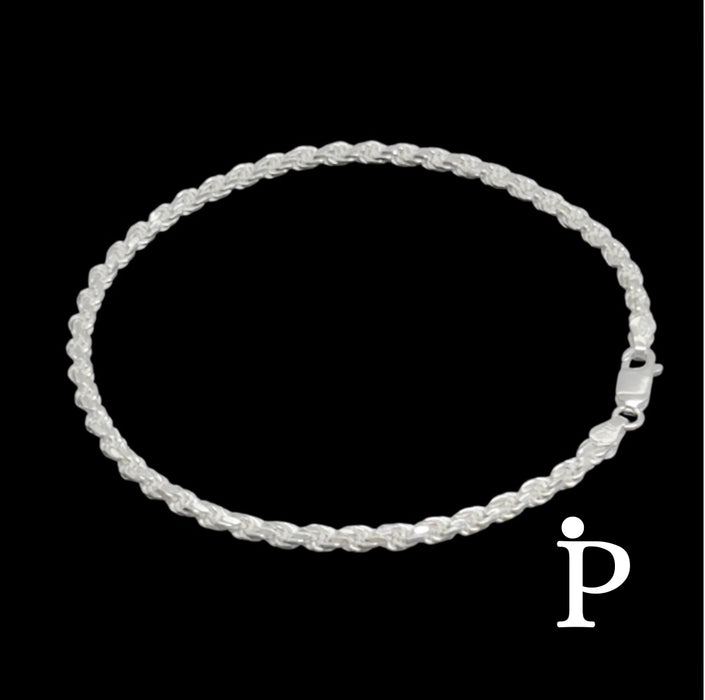 Sterling Silver Rope Bracelet- 9.0"-SB-30