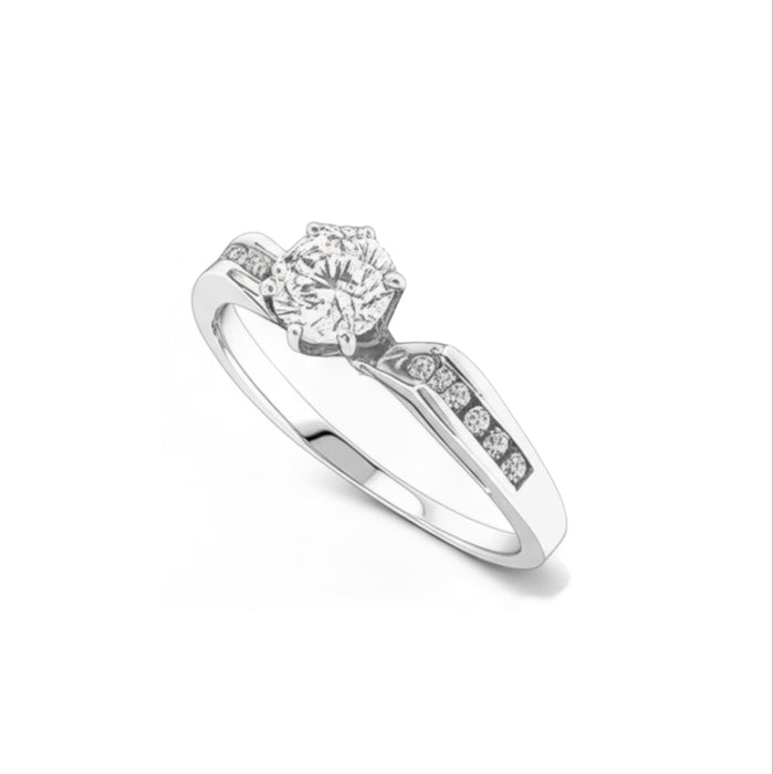 Sterling Silver CZ Engagement Ring-ER-79