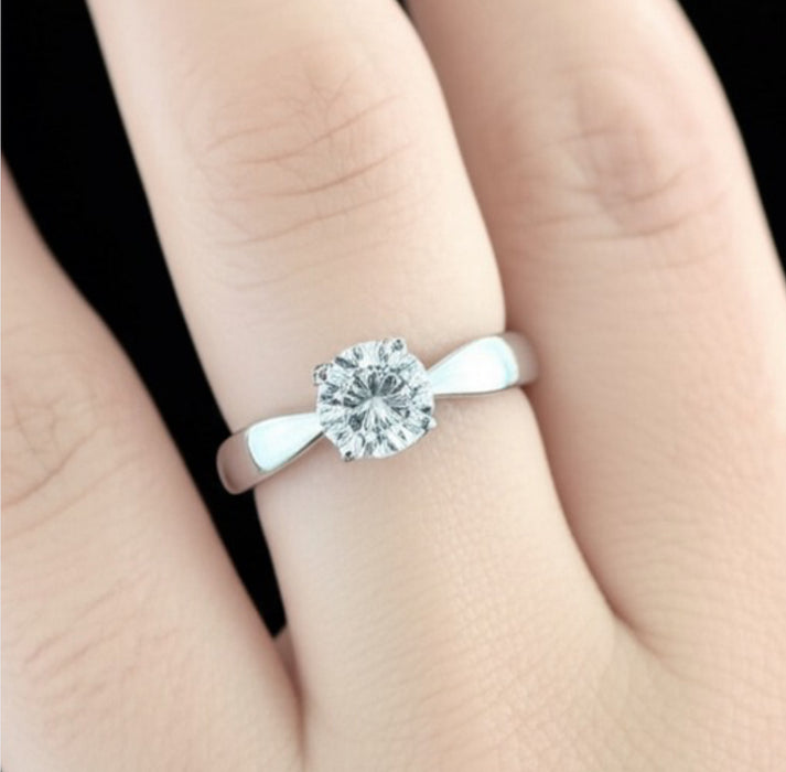 Sterling Silver Round Clear CZ Ring -ER-51