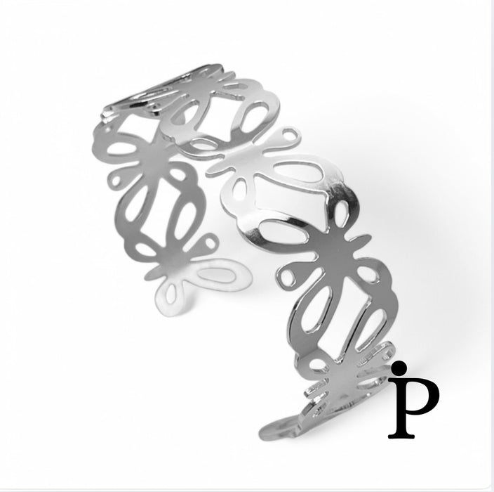 Sterling Silver Butterfly Shaped Bangle Bracelet-SB-05