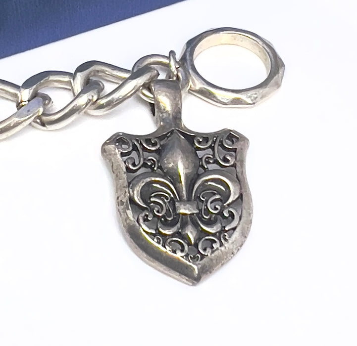 Stainless Steel Shield Fleur De Lis Bracelet-CS-54