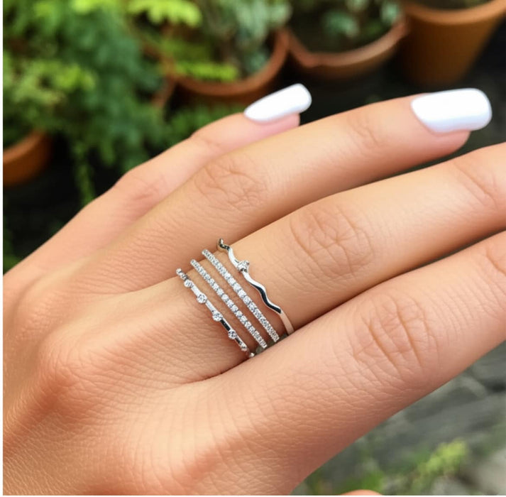 Sterling Silver Unique Multi-Style CZ Ring-AE-123