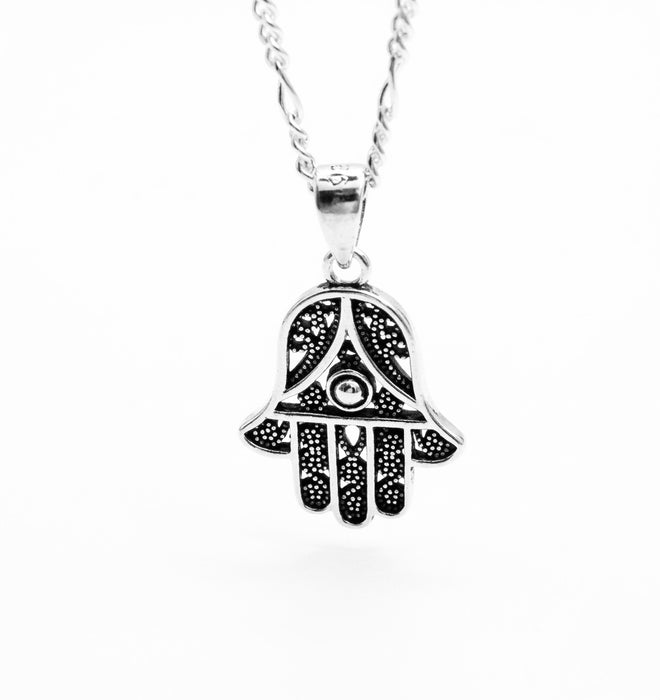 Sterling Silver Hamsa Pendant ZC Necklace-SN-04