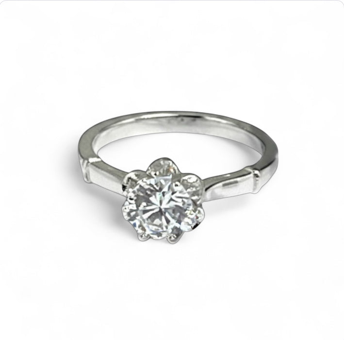 Sterling Silver Engagement Clear CZ Ring -ER-33