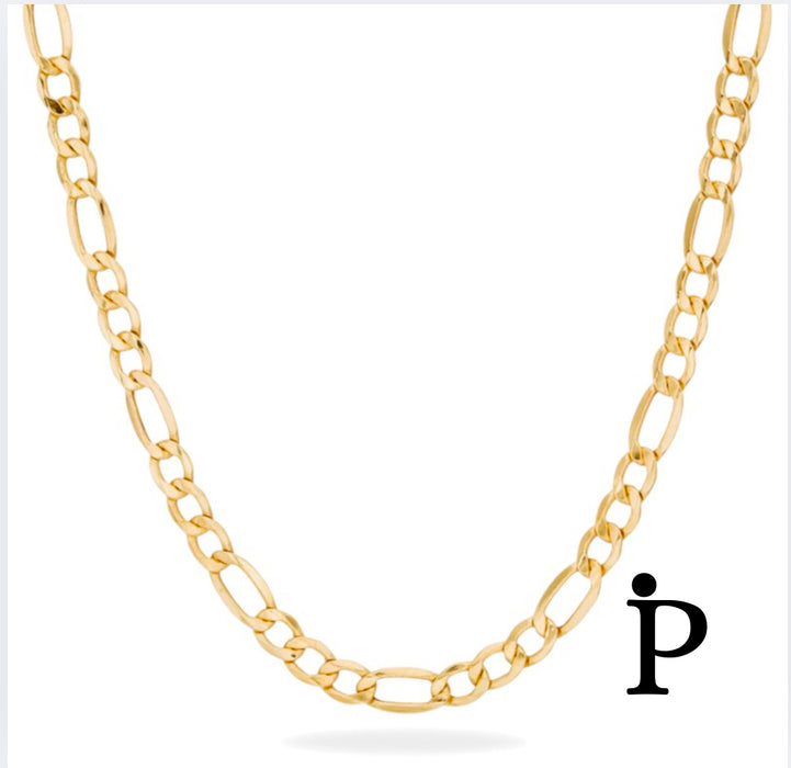 Hollow Figaro Chain in 14K Yellow Gold, 4.MM, 24"-GCH-11