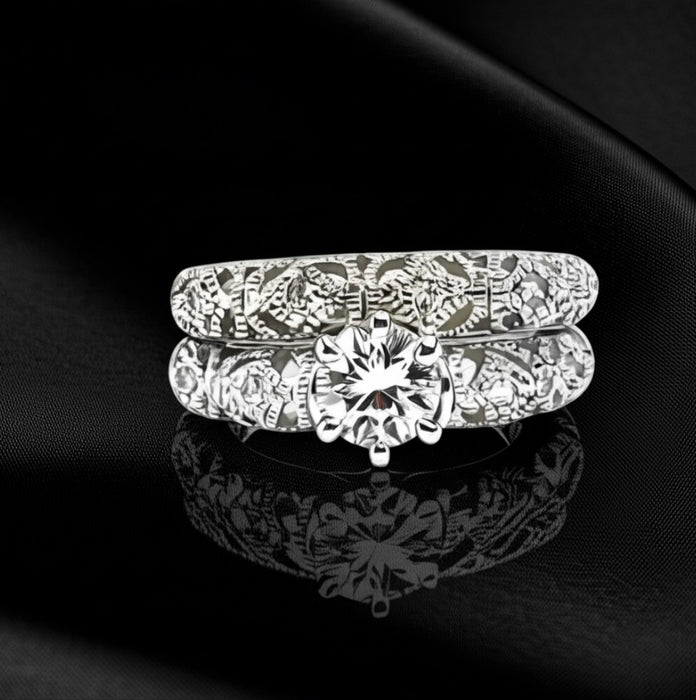Vintage Sterling Silver Wedding & Engagement Rings-ER-133
