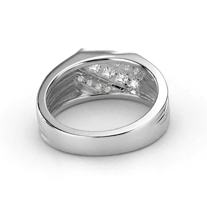 Sterling Silver Three-Line Zirconia Ring-SMR-05