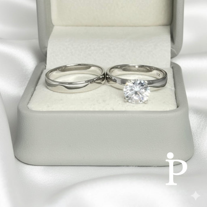 Sterling Silver Trio Wedding Ring Sets-SST-12