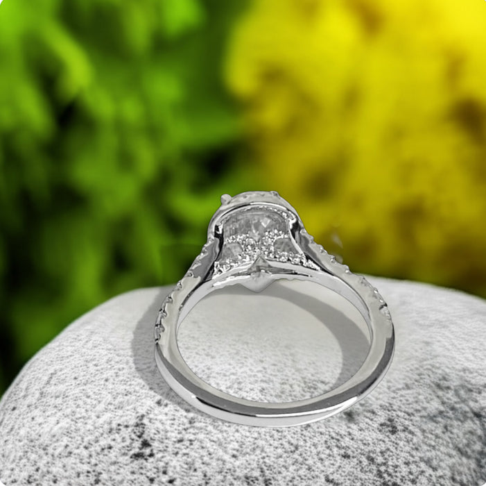 Sterling Silver Pear & Halo Cut CZ Ring-ER-48