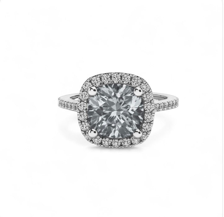 Sterling Silver Halo Engagement & Wedding Ring-ER-85