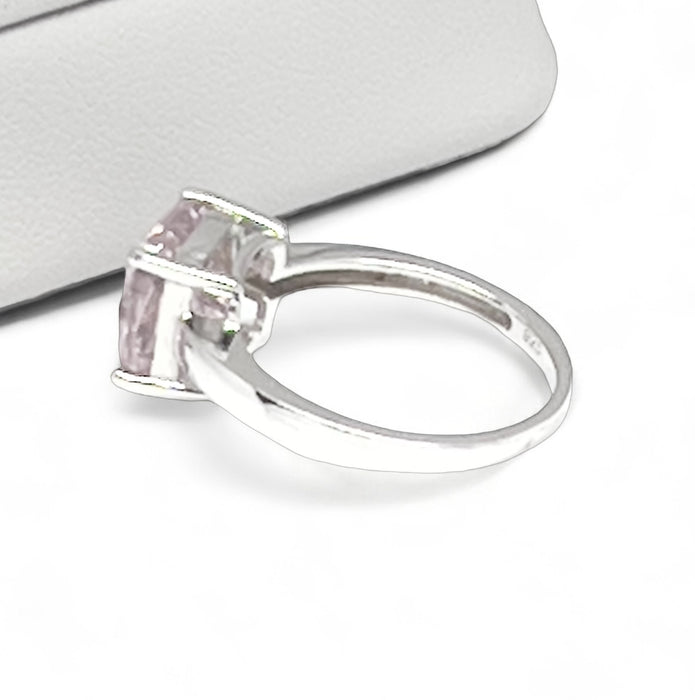 Cushion Cut Pink CZ Sterling Silver Ring-AE-02