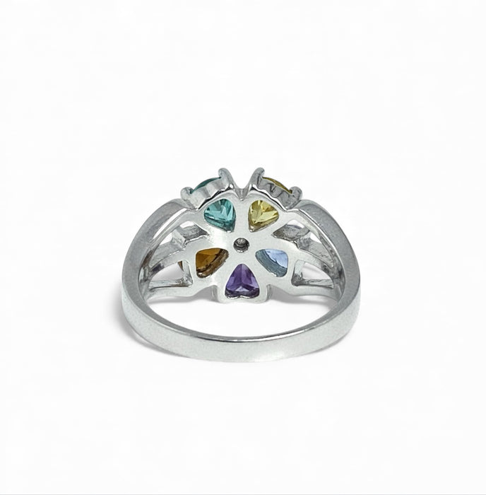 Sterling Silver Floral CZ Ring-CL-36